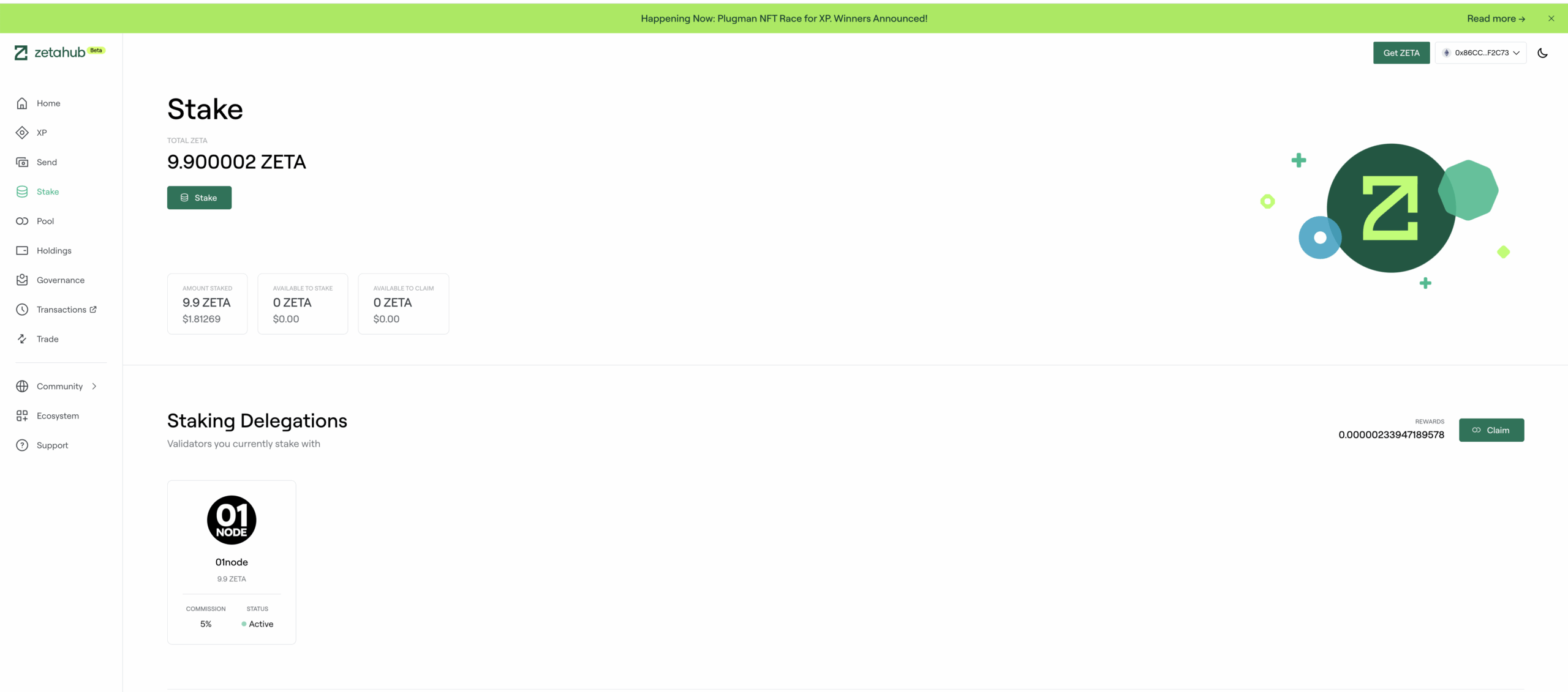 5. Zetachain Staking Via 01Node
